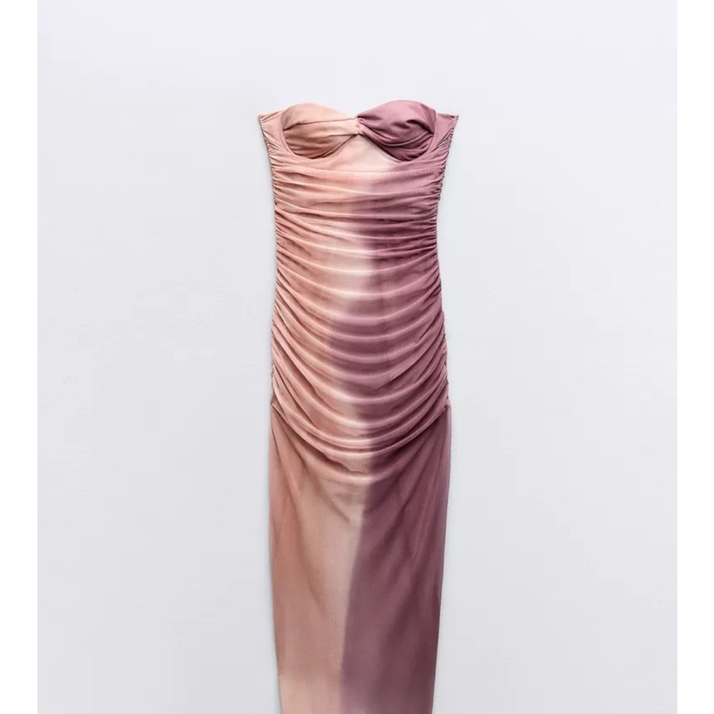 Zara Strapless Pink Ombre Dress